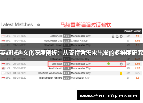 英超球迷文化深度剖析：从支持者需求出发的多维度研究